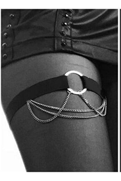 DarkellaStore Gothic Punk Halka Detay Dikenli Harness Vücut