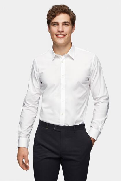 Slim Fit Beyaz Düz Gömlek