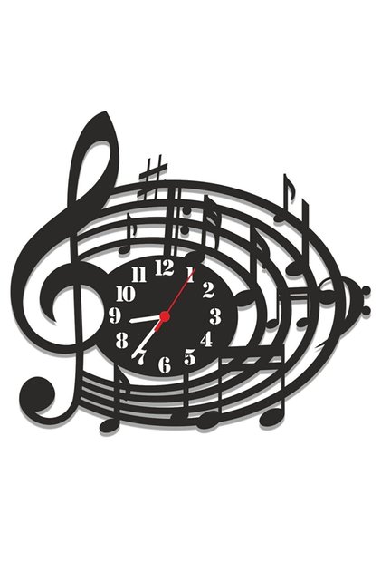 Siyah Müzik Sol Anahtarı Nota Duvar Saati
