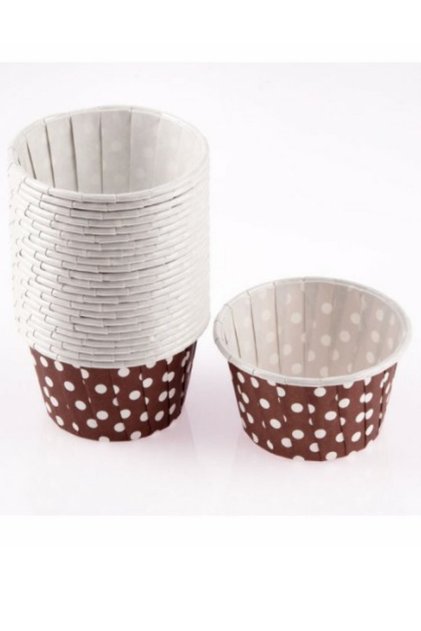 Muffin Cupcake Cake Mold Capsule Coffee Color White Polka Dot Special Pet Capsule 20 Pieces