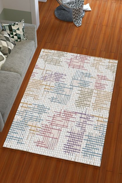 Digital Print Silk Velvet Gray Colored Striped Pattern Elastic Carpet Cover