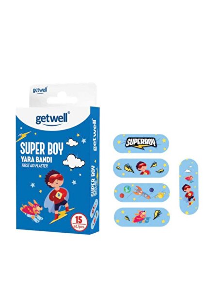 Getwell Super Boy Yara Bandı – 15 Adet Renkli ve Nefes Alan Tasarım