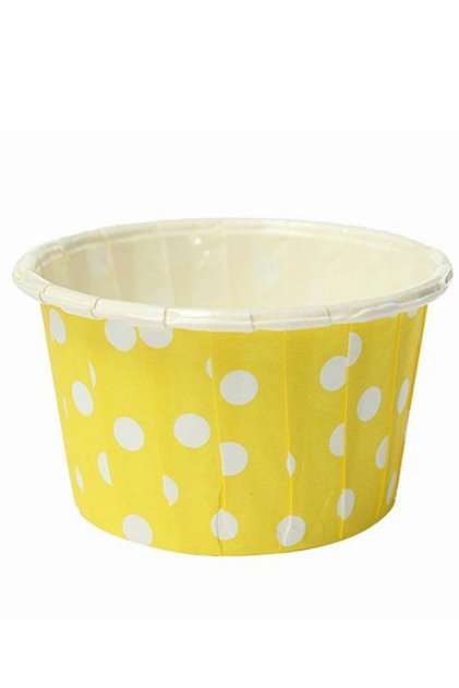 Muffin Cupcake Cake Mold Capsule Yellow Color White Polka Dot Special Pet Capsule 20 Pieces