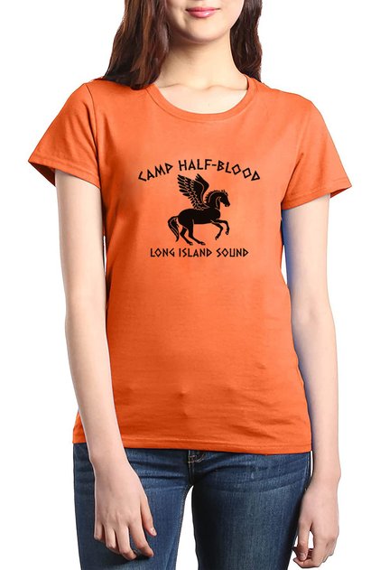 Camp Half Blood Long Island Sound Printed Orange Women's T-shirt