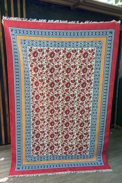 Bahama Multicolored Authentic Red Framed Floral Rug 304