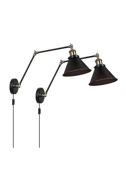 Acrobatic Rustic Plug Wired Switched Articulated Reading Lamp Wall Sconce