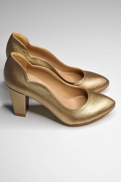 LİNEER Women's Bronze Color Heart Comfortable Cm Heeled Evening