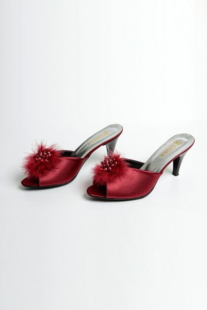 Heeled Hairy Bridal Dowry Slippers