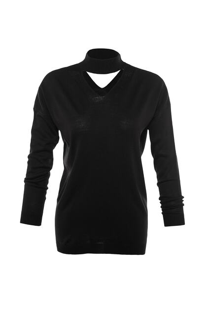 Trendyolmilla Siyah Choker Yaka Triko Kazak TWOAW20KZ0220 Fiyatı