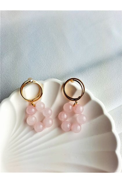 Pink Quartz Earrings Natural Stone Earrings Women's Earrings Women's Natural Stone Earrings Women's Pink Quartz Earrings