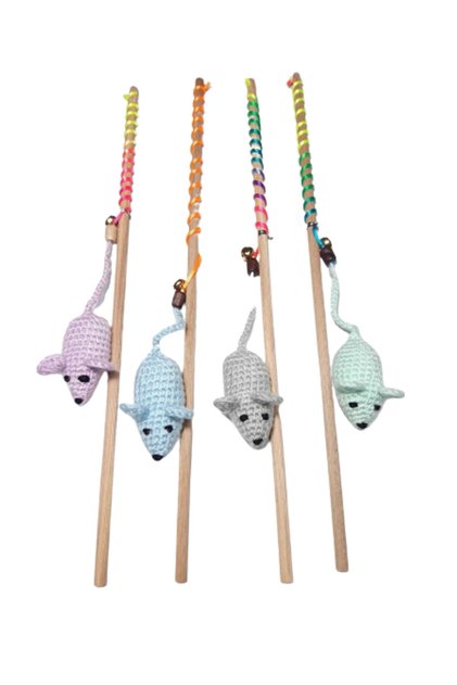 Amiguri Mouse Figured Bell Cat Fishing Rod - Pack of 5