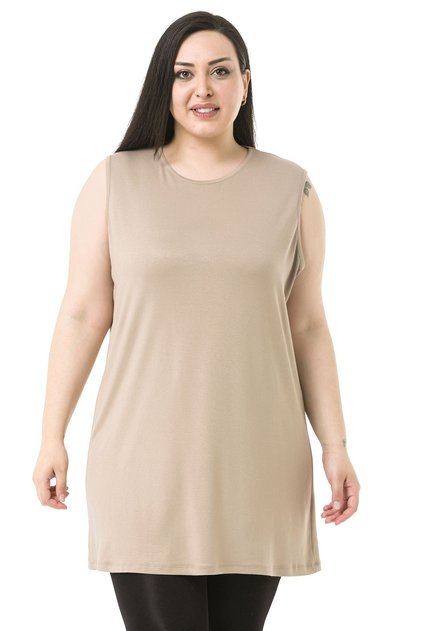 Large Size Round Neck Thick Strap Viscose Long Mink Bodysuit