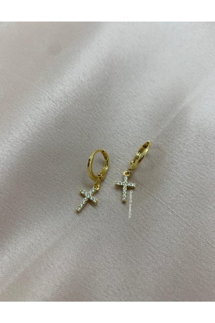Gold Haç Küpe