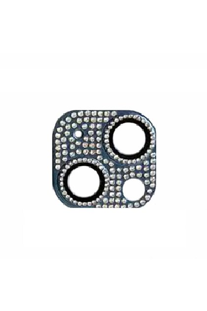 Iphone 13 Uyumlu Full Taşlı Kamera Lens Koruyucu Çerçeveli Koruyucu Cl-08 Mavi