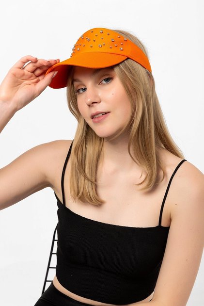 Stoned Orange Tennis Visor Open Top Women's Hat