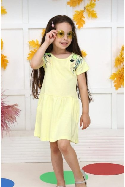 Girl's Dress with Leaf Detail on the Shoulder, Age 6/10