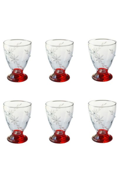 BAŞAK 41011 Çın Çın 12 Adet (Kırmızı Berceste Taşlı ) Su-meşrubat Bardağı - 2