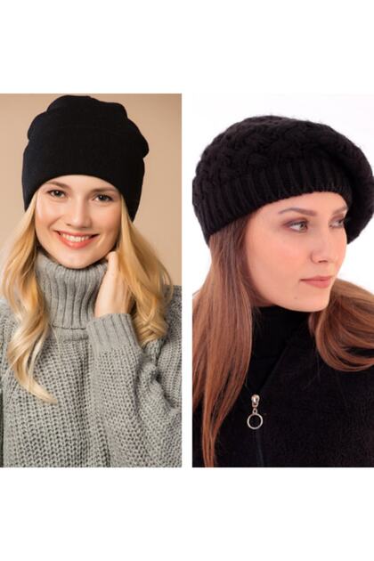 Set of 2 (Knit Painter + Basic) Black Beret