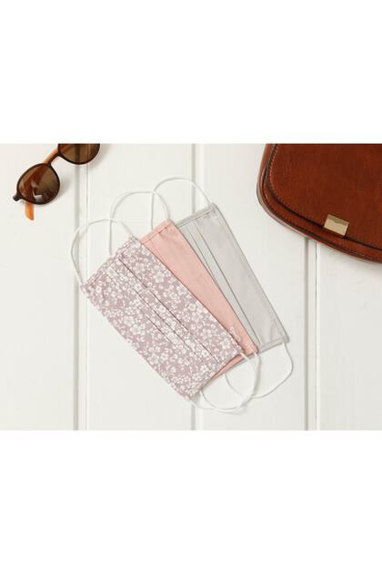 Daisy Cotton Mask 9.5X18 cm Pink - Gray