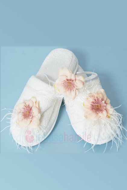 Lh13023 Salmon Feather Åžebboy Maternity Crown and Maternity Slippers Set