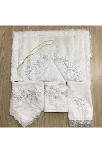 Velvet Prayer Rug Set 5 Piece French Laced Bundle Set