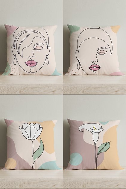 Special Design Double Sided Digital Printed Decorative Throw Pillow Cover 4 Pieces