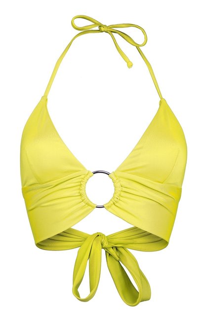Sarı Halka Aksesuarlı Çift Kat Özel Koleksiyon Tulumlu Şık Bikini Üstü