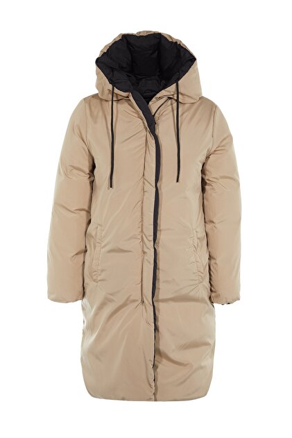 Trendyol Collection Black-Beige Reversible Hooded Water-Repellent