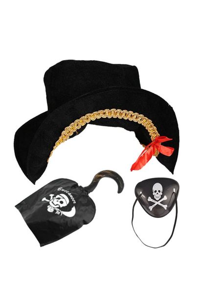 Genel Markalar Kaptan Jack Kadife Korsan Gemici Şapkası Ve Korsan Göz Bandı Maskesi - 1