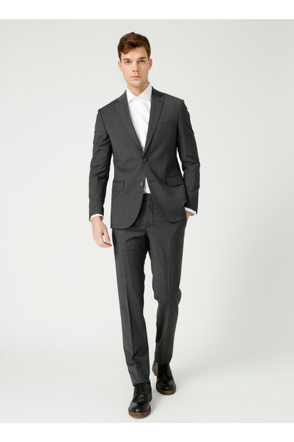 Kip Tkm-625 Mono Yaka Fitted Düz Antrasit Erkek Takım Elbise - 1