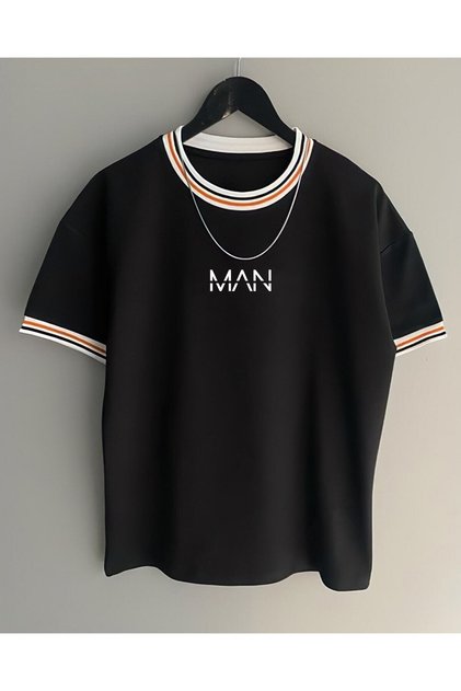 Unisex New Season Oversize Man Molded Collar Detailed Summer T-shirt