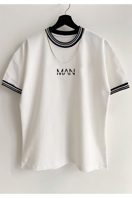 Unisex New Season Oversize Man Molded Collar Detailed Summer T-shirt
