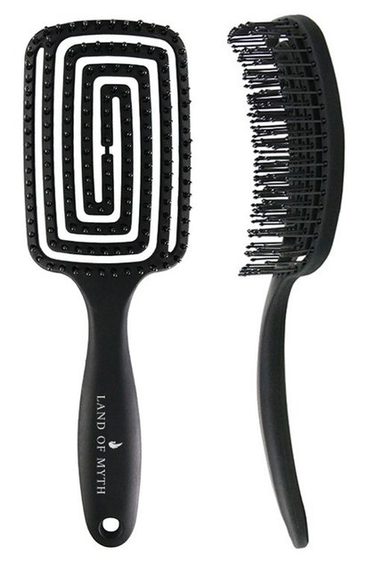 Lom1271 Three-Dimensional Flexible Hair Lightening and Combing Brush, Flexible Pro Brush (black)