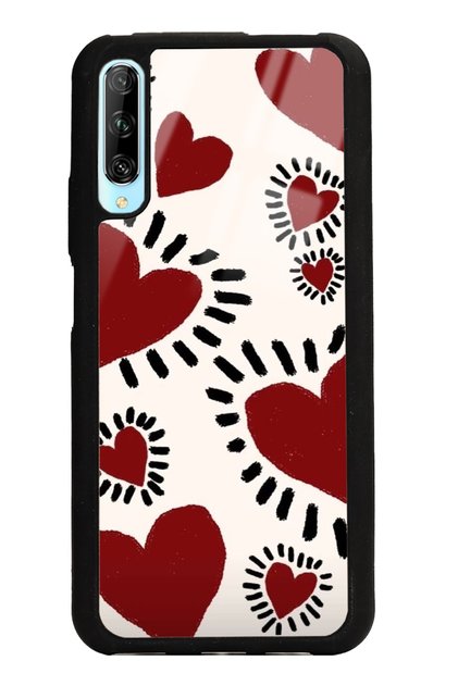Huawei P Smart Pro Brush Heart Tasarımlı Glossy Telefon Kılıfı