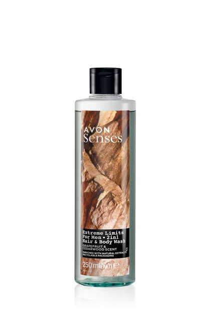 Senses Extreme Limits Men's Shower Gel for Hair and Body with Grapefruit and Sandal Scent 250 Ml.