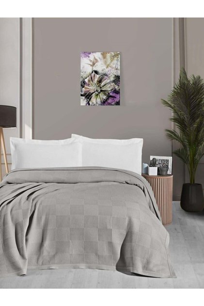 Waflle Patterned Pique, Waflle Blanket, 100% Cotton, Thick Thread, Soft, Double 220*240-grey