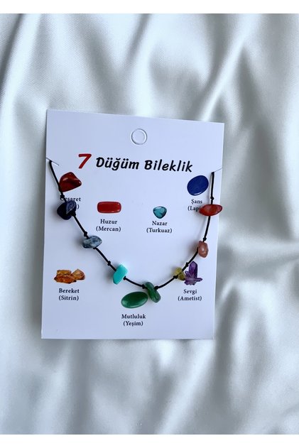 7 Knot Natural Stone Bracelet Akil Coral Strin Amethyst Jade Lapis Turquoise