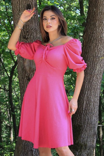 Women's Gathered Collar New Season Lycra Dress Nb10046
