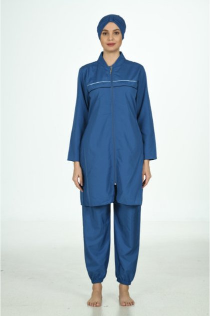 Parachute Fabric Judge Collar Indigo Large Hijab Swimsuit 3127 B