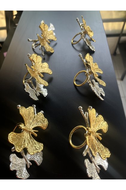 Gold Silver Butterfly Detailed Napkin Holder