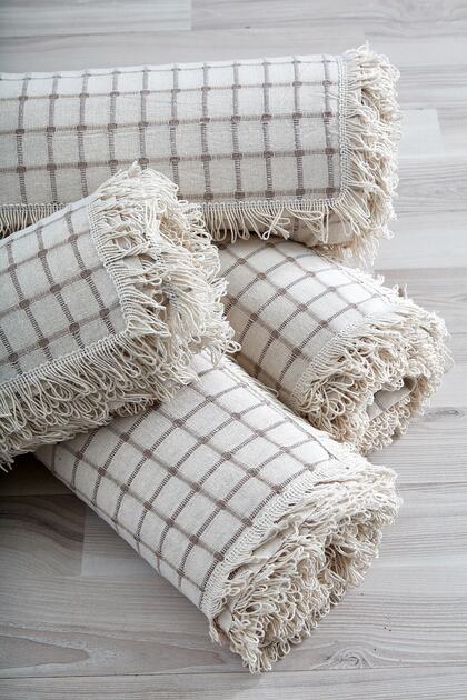 Cotton Buldan Work Sofa-Couch Bed Cover Checkered Brown Color 180x300