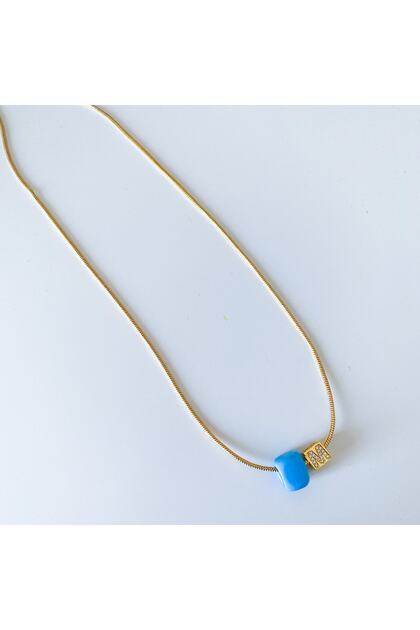Blue Cube Letter Necklace