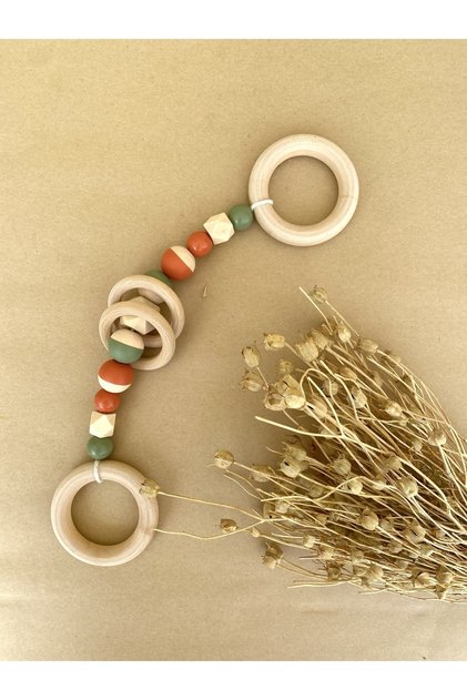 Half Color Wooden Beaded Teether