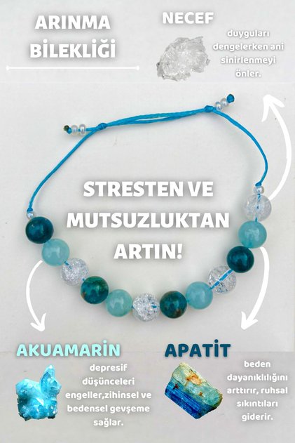 Purification Natural Stone Talisman Bracelet (Aquamarine, Najaf, Apatite Stone) Chi-Zen Bracelet