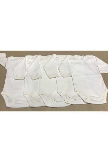 Long Sleeve Snap Back Baby Bodysuit, Cream Color, Pack of 5