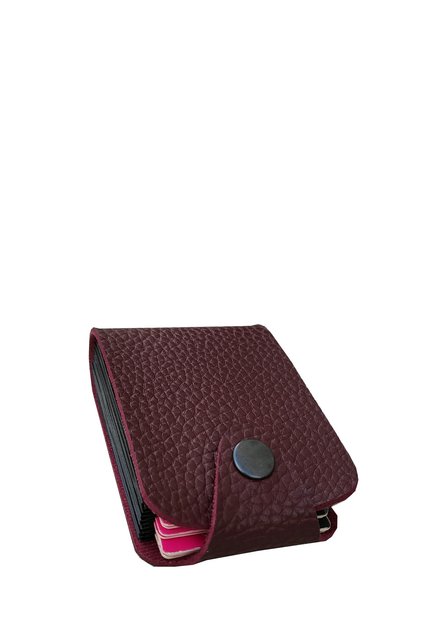 Unisex 10 Compartment New Small Mold Accordion Claret Red Leather Credit Card Holder Wallet