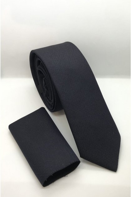 Dark Navy Blue Slim Dobby Tie