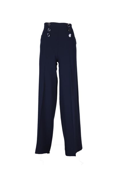 Moda İlgi Kadın Lacivert Önden Ütülü Bol Pantolon - 1