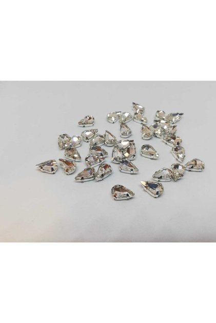 8X13 Drop/Pear Case Mounted Glass Stone White 50 Pieces