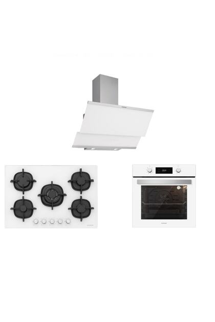 Beyaz Cam Ankastre Set 5 Yıl Garanti (3420 Classy 60+cs5364w01+bo6504w01)